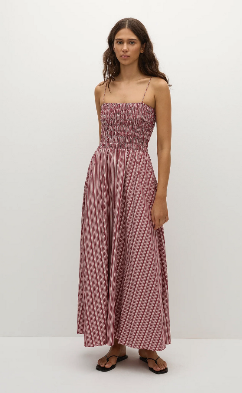 Anniken Maxi Dress - Burgundy Stripe