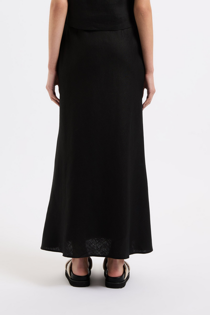Amani Linen Skirt - Black