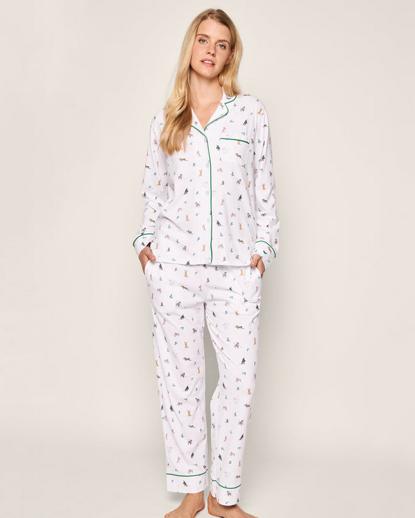Women's Luxe Pima Jingle Paws Pajama Set - White
