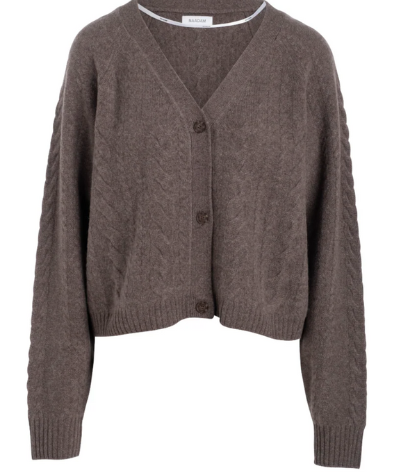 Cashmere Airy Cable Cardigan - Cacao