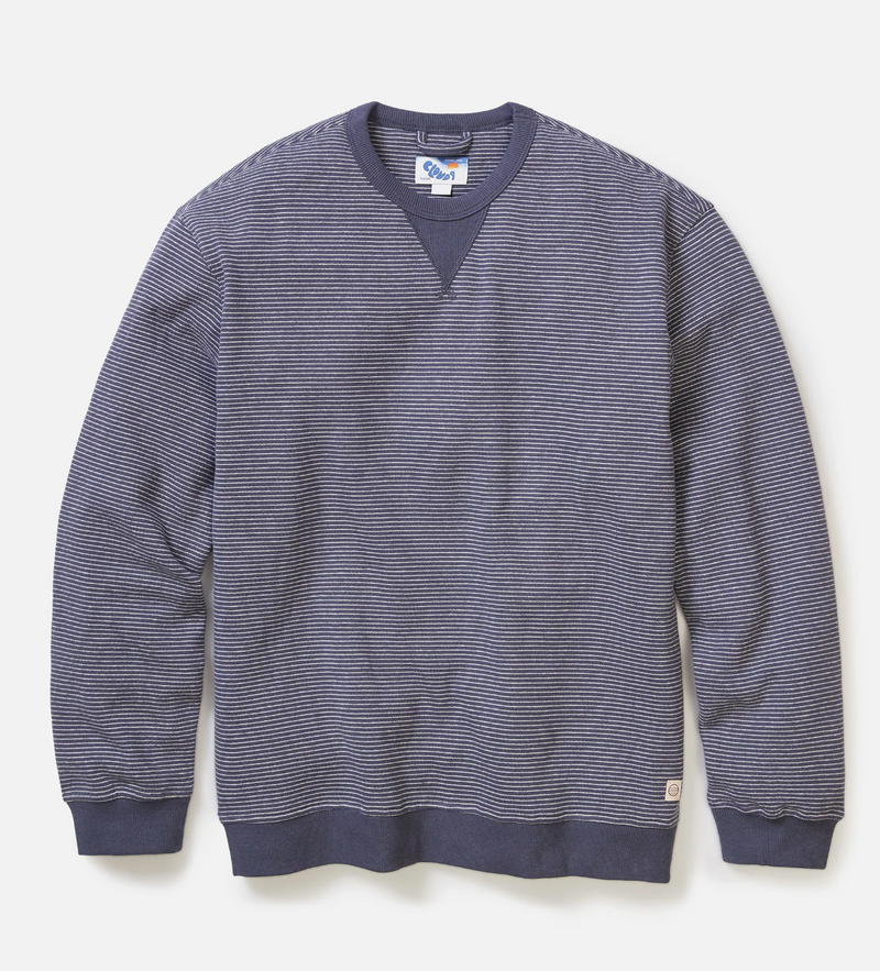 Relaxed Cloud 9 Fleece Crewneck - Navy Mini Stripe