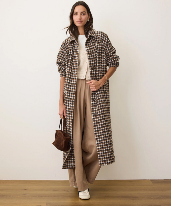 Houndstooth Trench - Neutral Herringbone