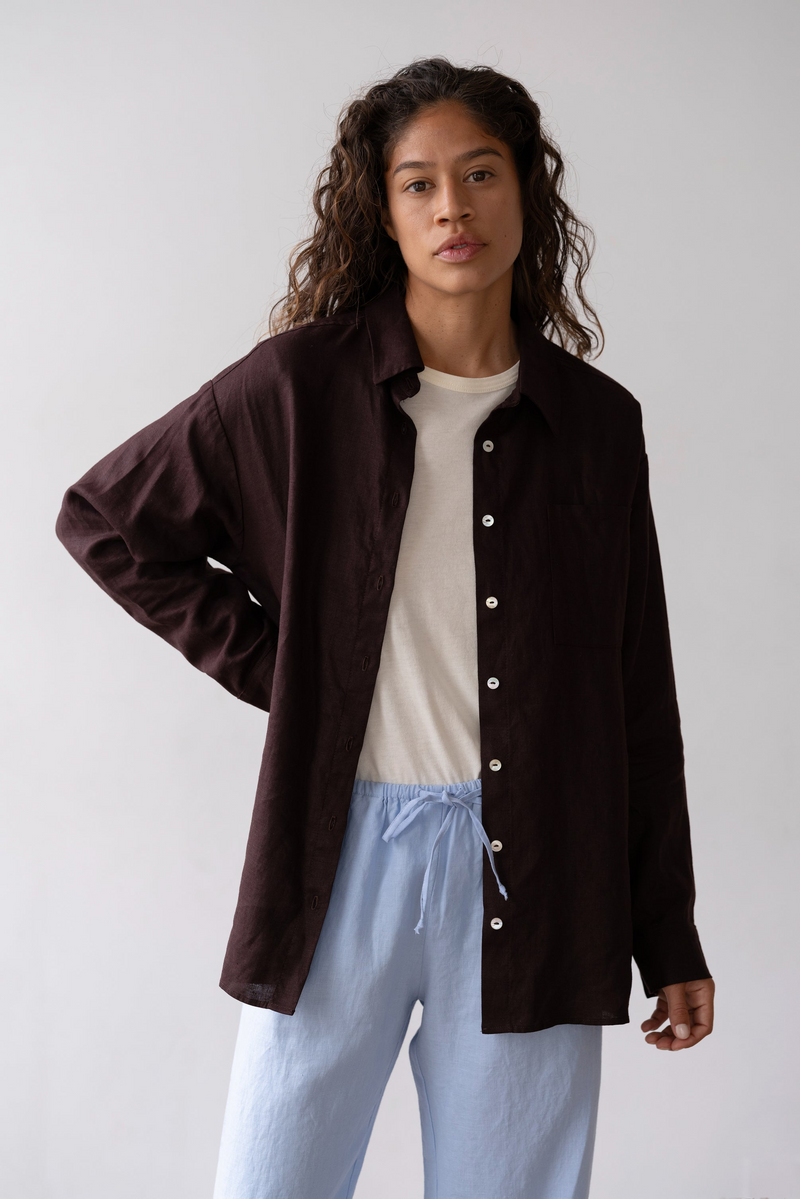 The Linen Relaxed Shirt - Espresso