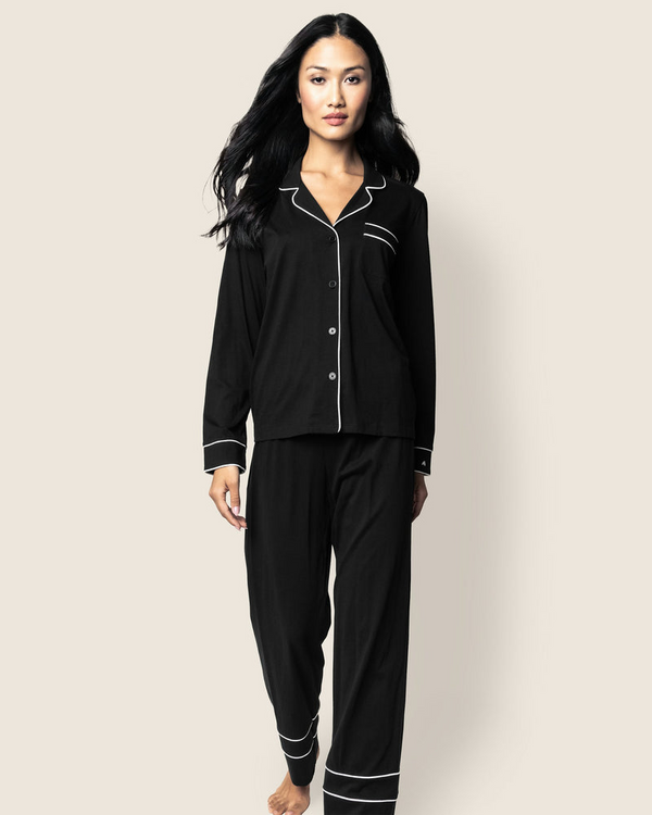 Luxe Pima Cotton Black Astaire Pajama Set - Black