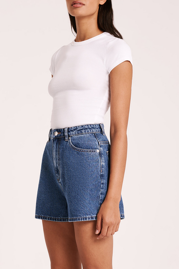 Organic Rib Short Sleeve Tee - White