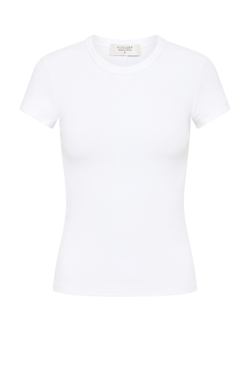 Organic Rib Short Sleeve Tee - White