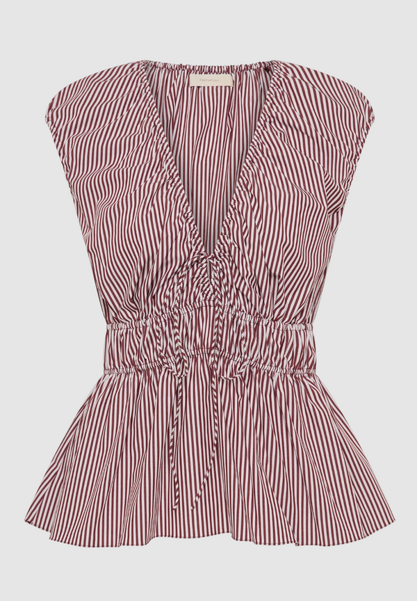 Hedda Top - Maia Stripe Burgundy