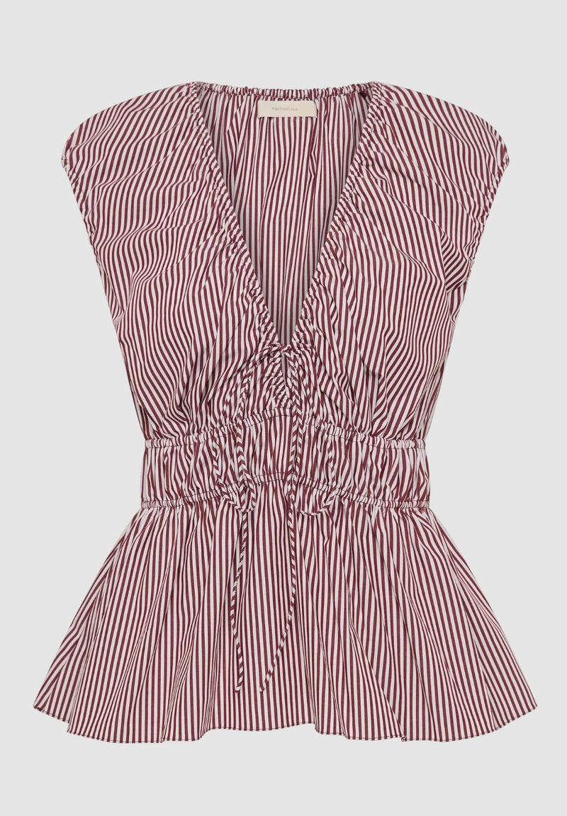 Hedda Top - Maia Stripe Burgundy