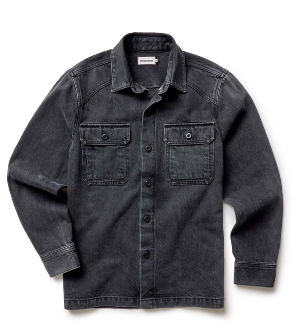 The Shop Shirt - Washed Black Organic Slub Selvedge