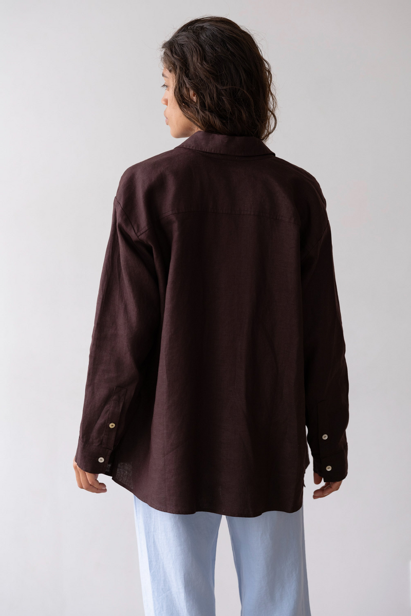 The Linen Relaxed Shirt - Espresso