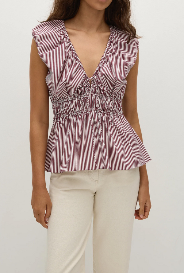Hedda Top - Maia Stripe Burgundy