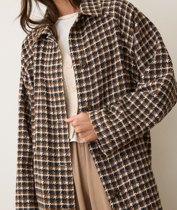Houndstooth Trench - Neutral Herringbone