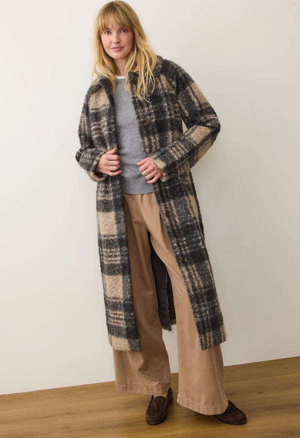 Aspen Coat - Black/Oat Plaid