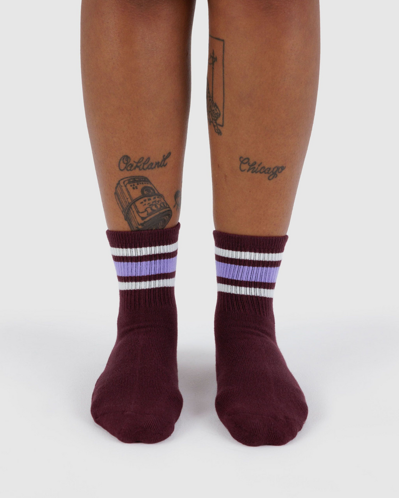 Ribbed Sock - Mahogany Stripe