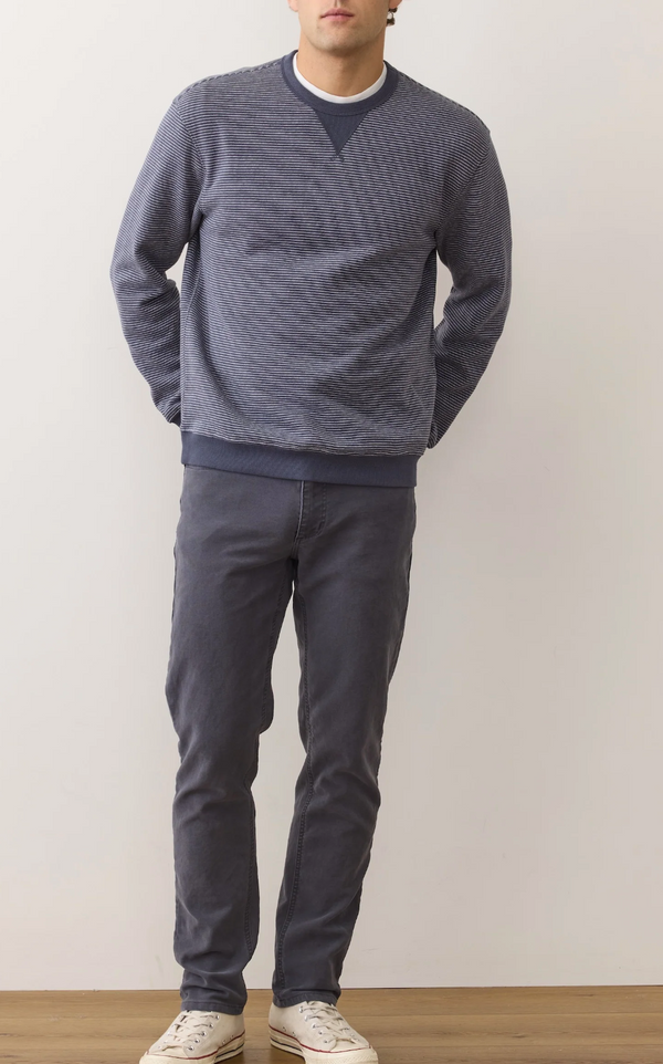 Relaxed Cloud 9 Fleece Crewneck - Navy Mini Stripe