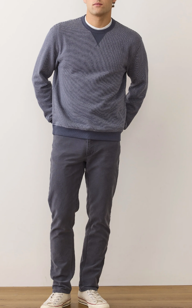 Relaxed Cloud 9 Fleece Crewneck - Navy Mini Stripe