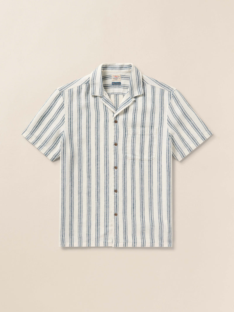 Short Sleeve Palma Linen Camp Shirt - Ryecroft Valley Stripe