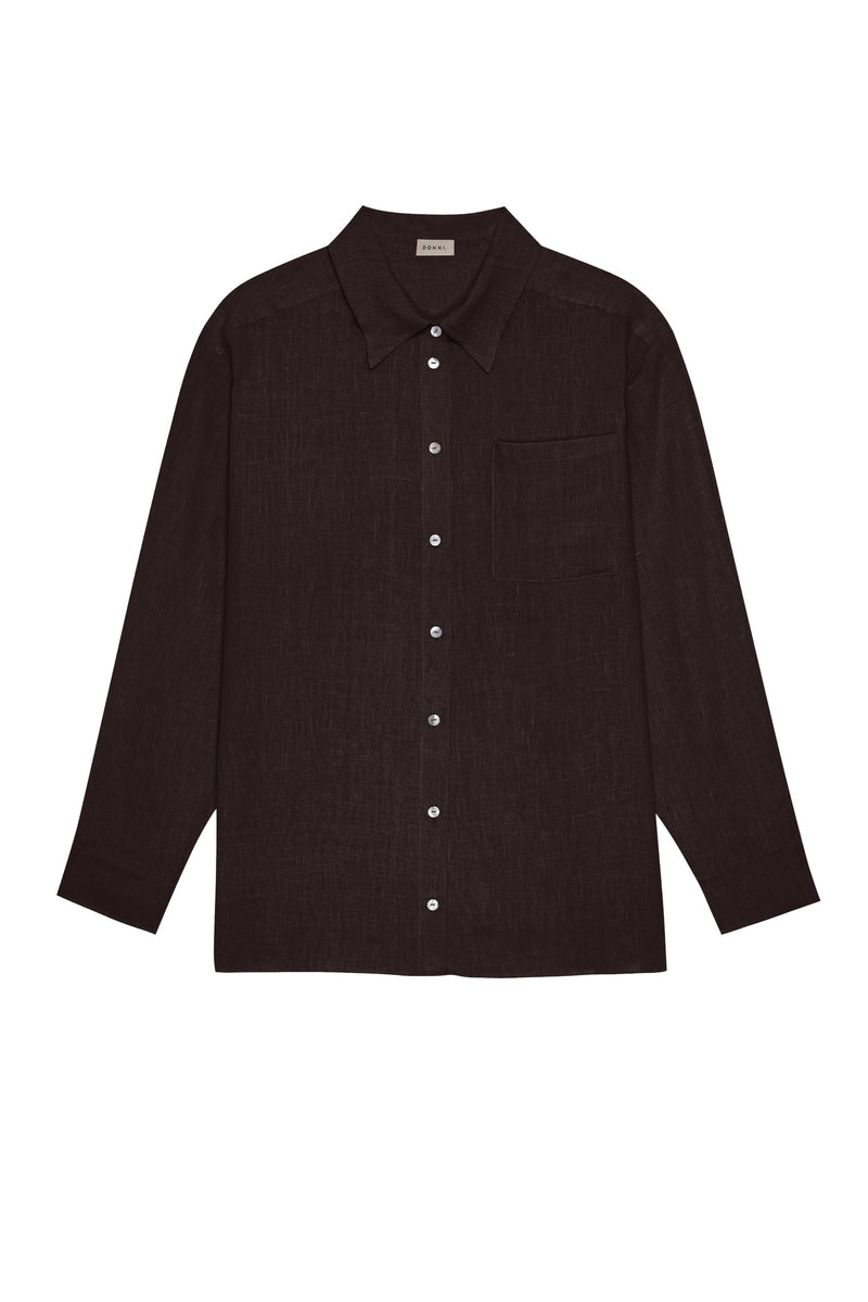 The Linen Relaxed Shirt - Espresso