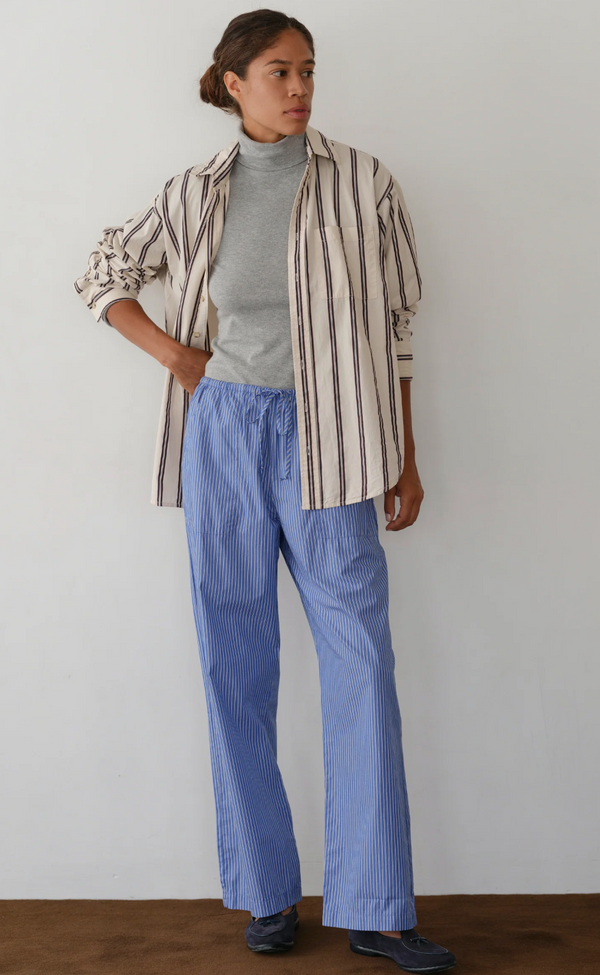 The Stripe Pop Drawstring Pant - Azure Pinstripe