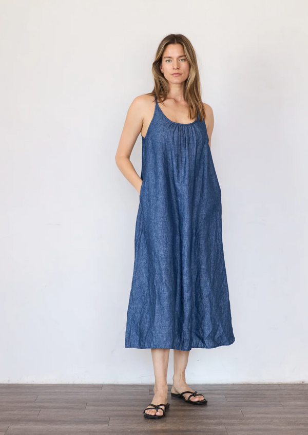 Linen Tank Dress - Indigo