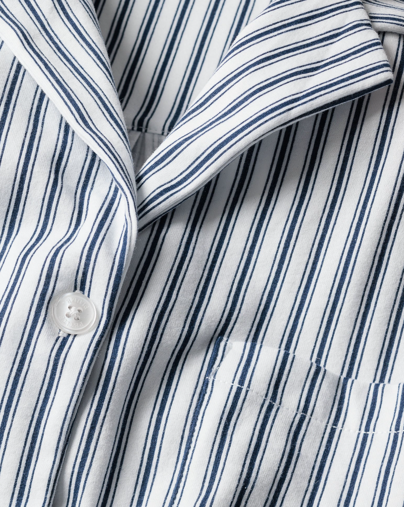 French Ticking Olivia Wide Leg Pajama Set - Navy