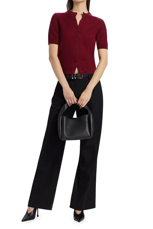 Coastal Cashmere Short Sleeve Cardigan - Cranberry