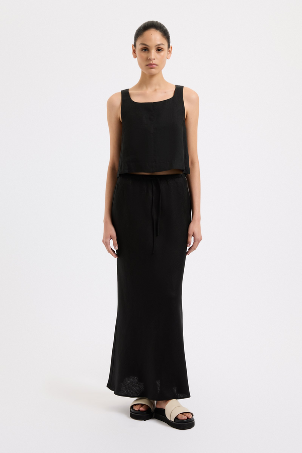 Amani Linen Skirt - Black