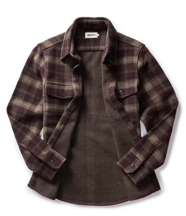 The Maritime Shirt Jacket in Burgundy Plaid