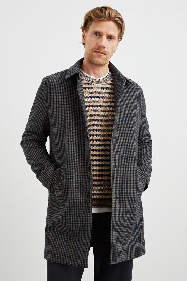 Hockney Overcoat - Grey Check Plaid