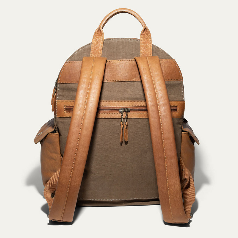 Canvas and Leather Backpack - Tobacco/Tan