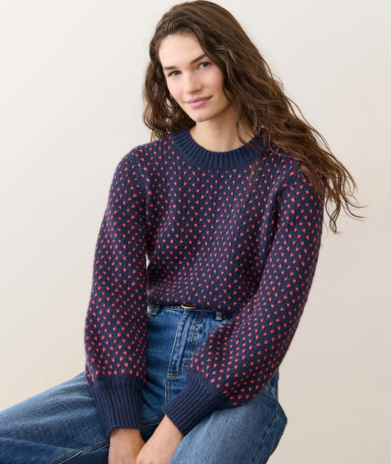 Alma Crewneck Sweater - Navy/Red