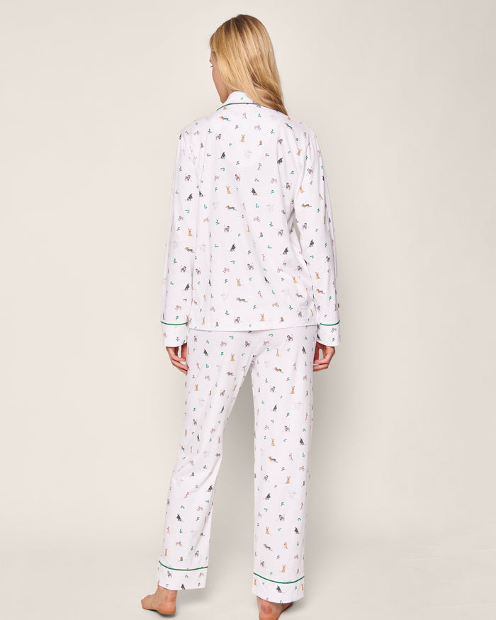 Women's Luxe Pima Jingle Paws Pajama Set - White