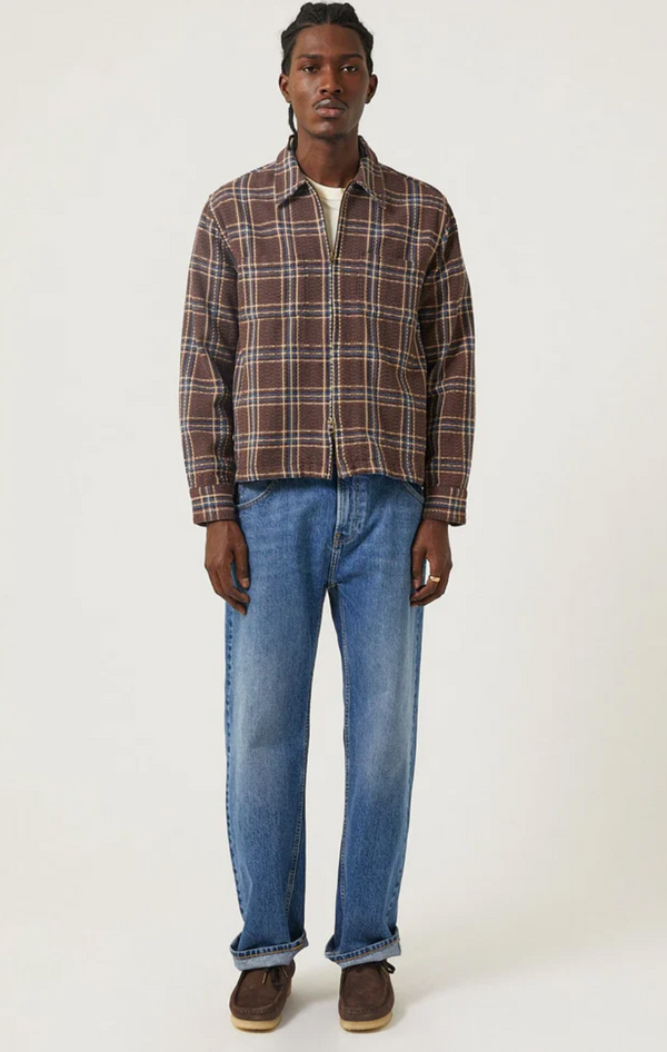 Venice Plaid Zip Jacket - Brown