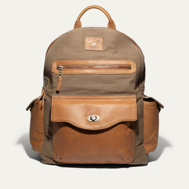 Canvas and Leather Backpack - Tobacco/Tan