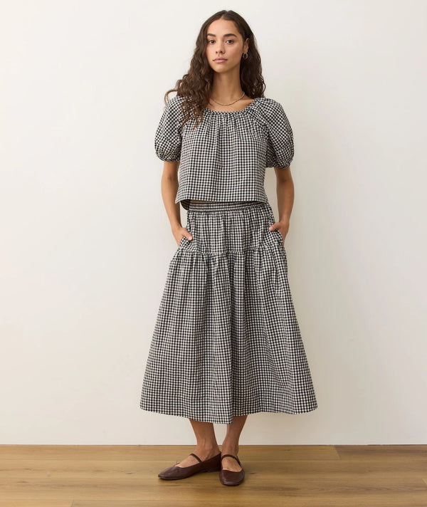 Poplin Short Sleeve Top - Black/White Gingham