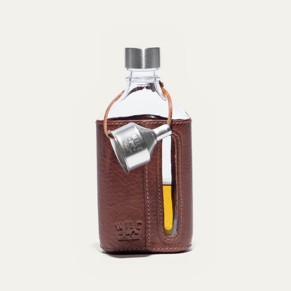 Glass Leather Flask 200ML - Cognac