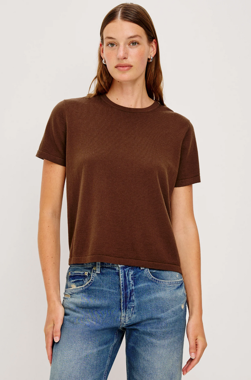 Cotton Cashmere Short Sleeve Tee - Espresso