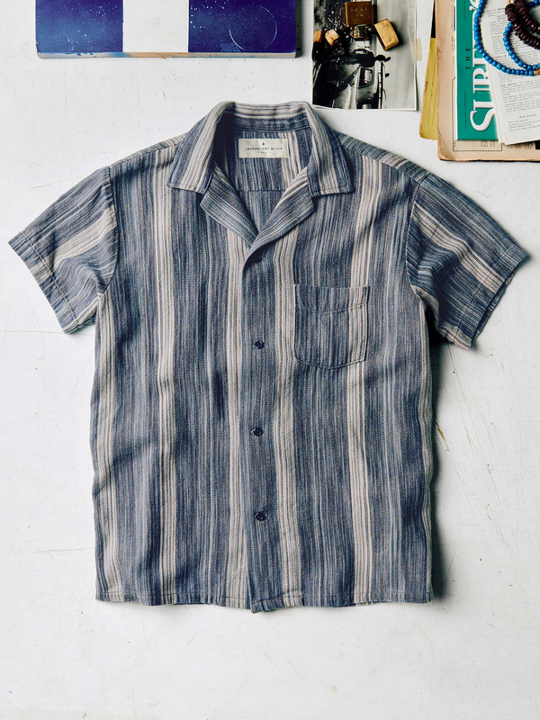 Serra Camp Shirt - Washed Indigo Stripe
