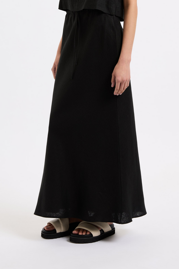 Amani Linen Skirt - Black