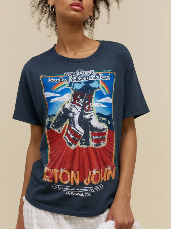 Elton John Hollywood Boots Boyfriend Tee - Vintage Black