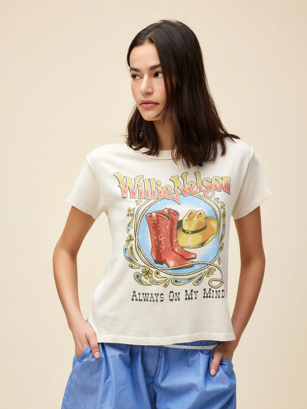 Willie Nelson Paisley Reverse GF Tee - Dirty White