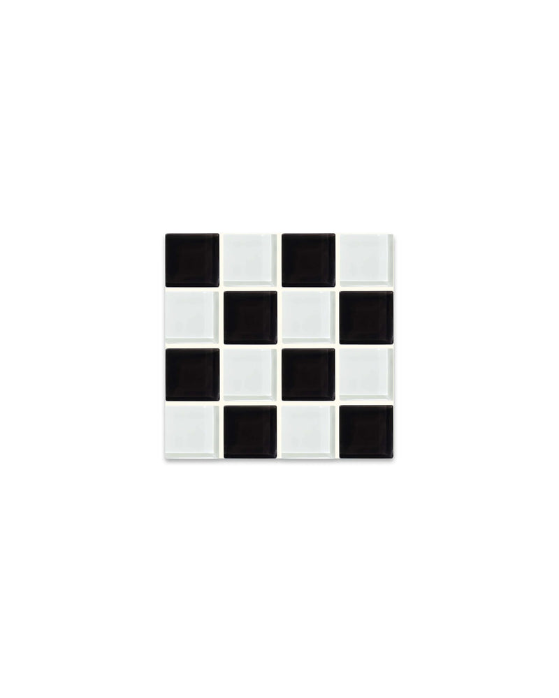 Checkered Glass Coaster - Black & White