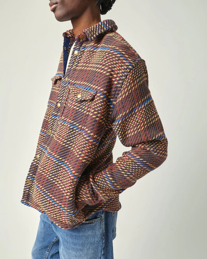 Corded Snap Shirt Jacket - Brown