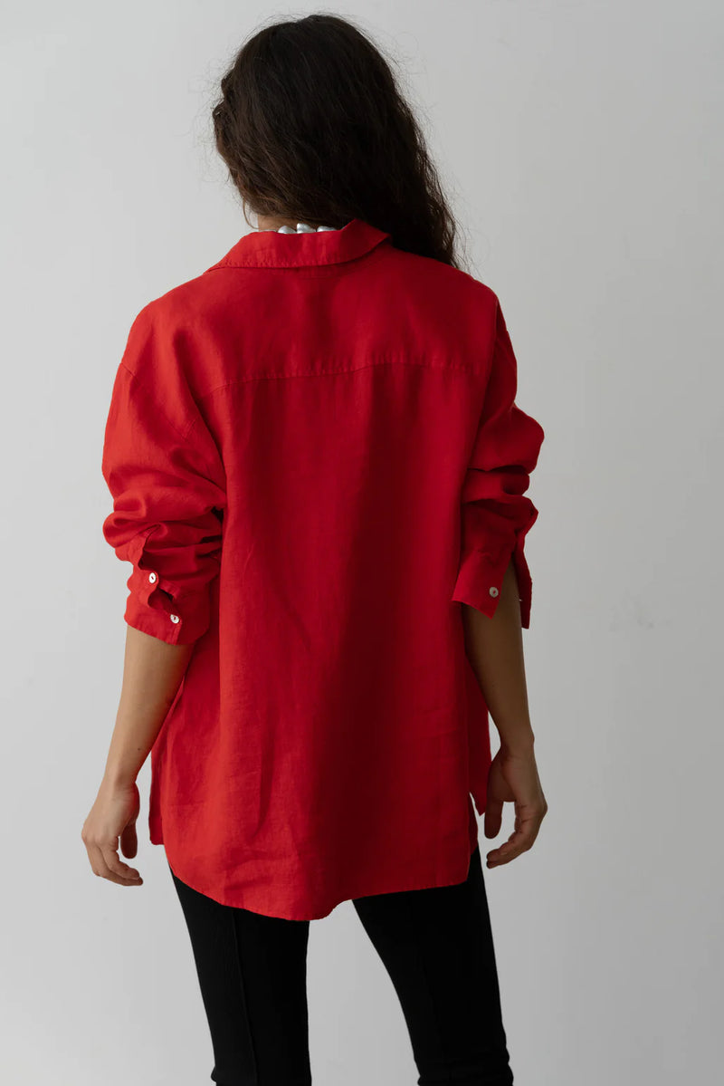 The Linen Relaxed Shirt - Tomato