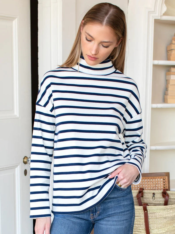 Edie Top - Navy Stripe Rib