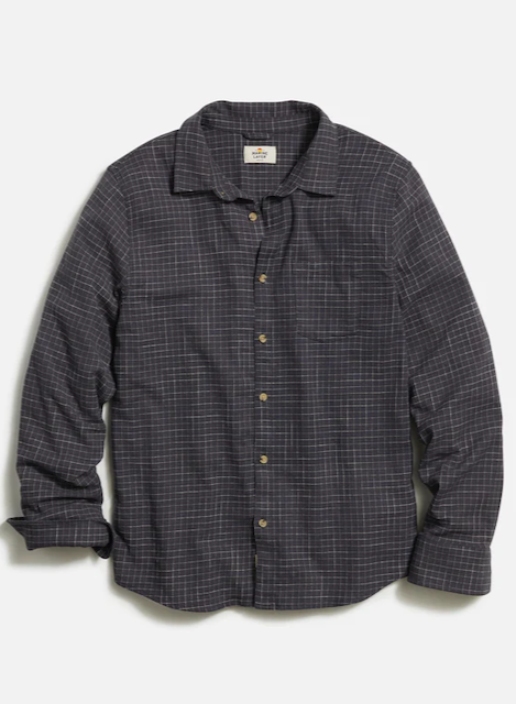 LS Classic Stretch Selvage Shirt - Washed Black Windowpane