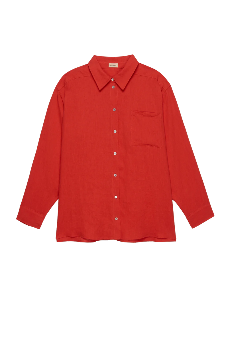 The Linen Relaxed Shirt - Tomato