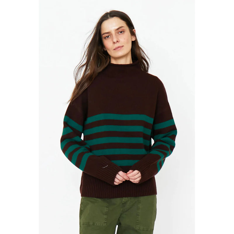 The Lucca Sweater - Chocolate/Kelly