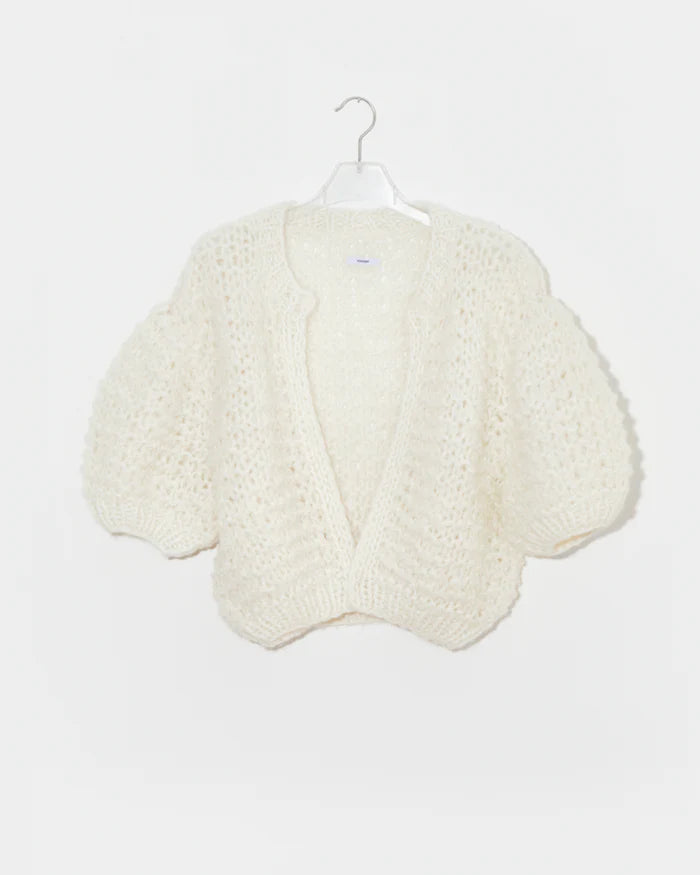 Alpaca Puffy Short Sleeved Cardigan - Creme