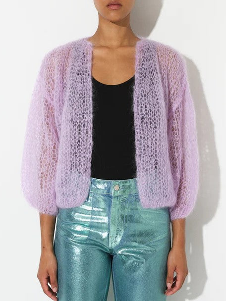 Mohair Bomber Cardigan Light - Lilac